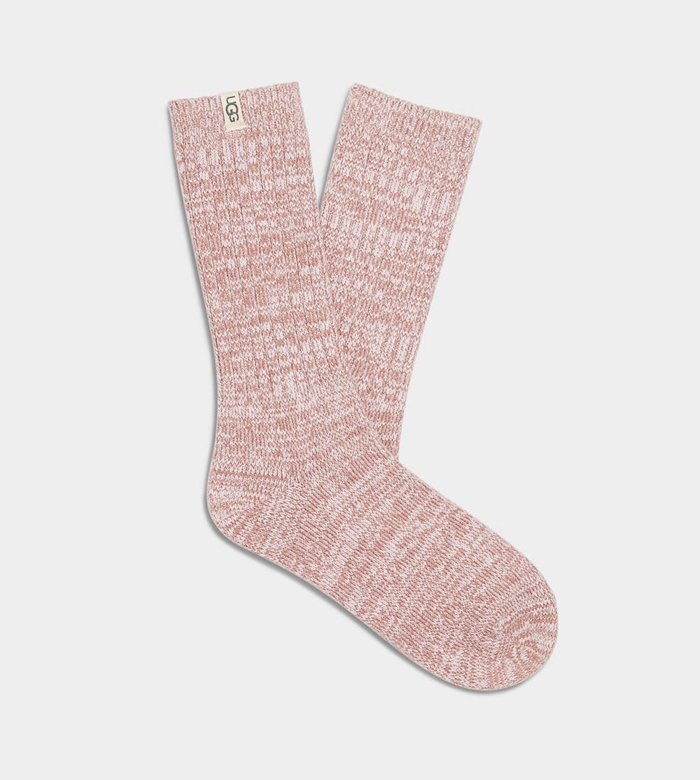 Ugg Sock Womens - Ugg Rib Knit Slouchy Crew Pink - 756SYJKCR